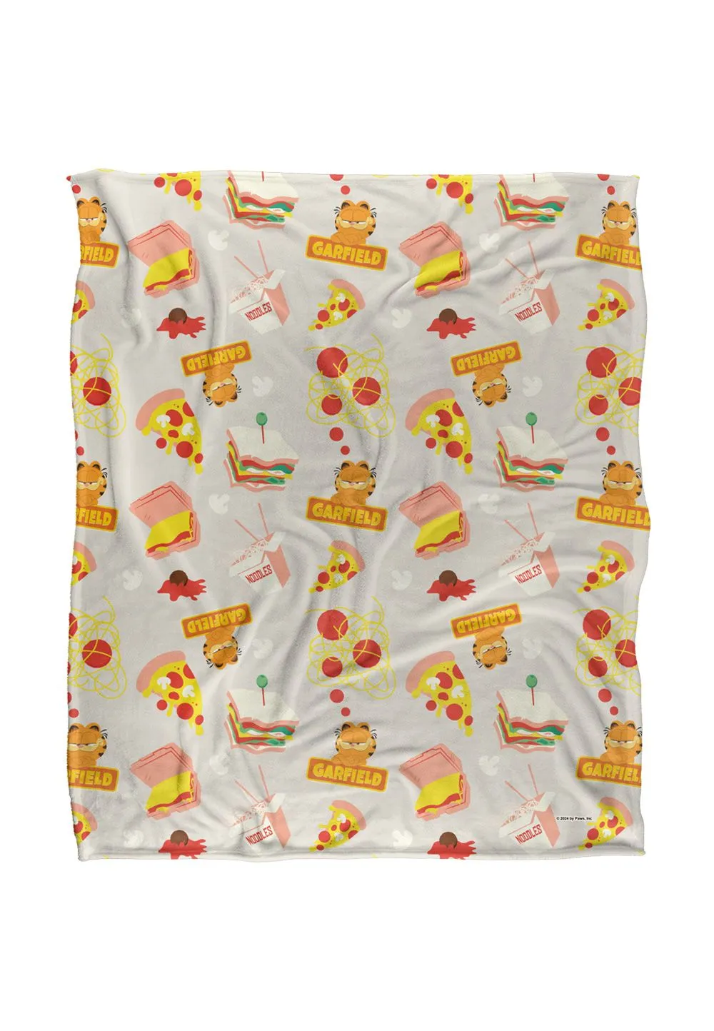 Garfield (2024) Food Pattern Silky Touch Super Soft Throw Blanket 152 X 127 cm in White