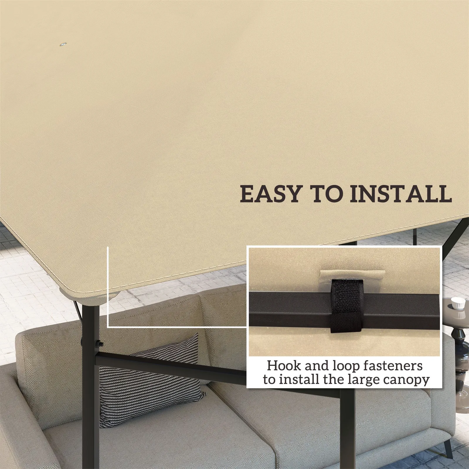 OUTSUNNY 3 x 3(m) Gazebo Canopy Replacement Cover with Drain Holes, Beige 5