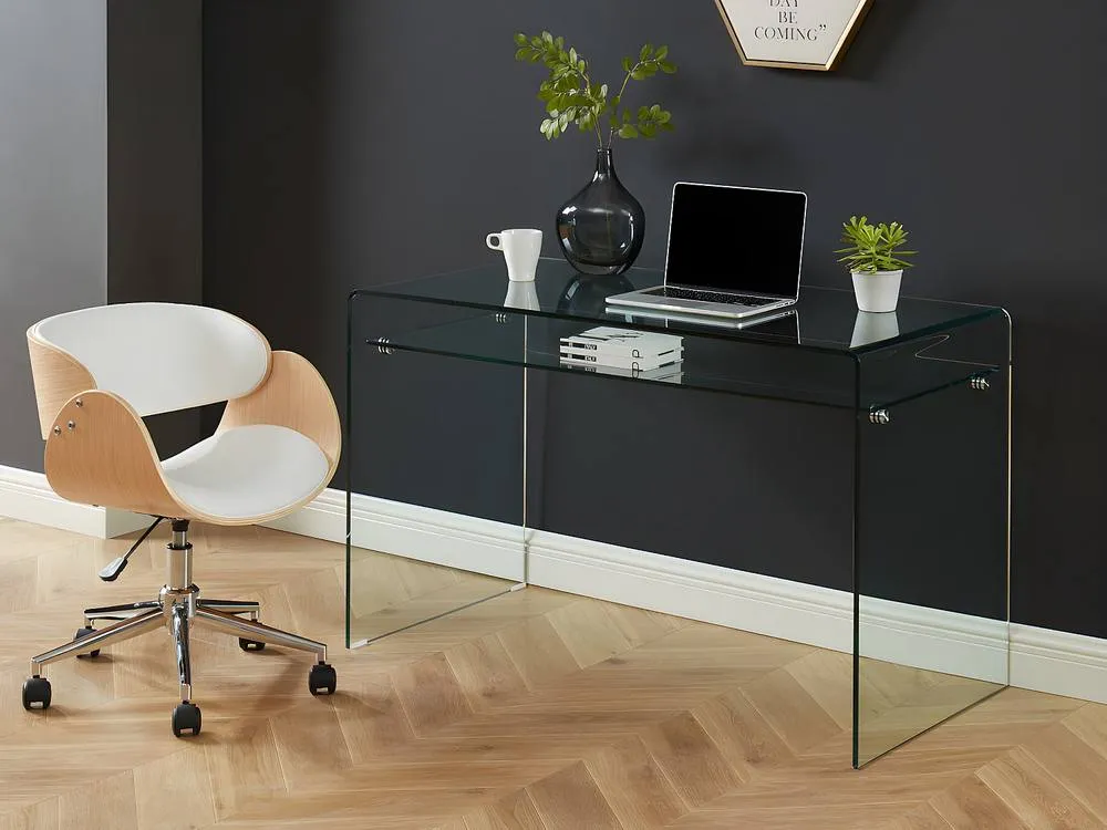 Vente-unique 1 - Compartment Desk - Tempered Glass - STILEOS in Clear