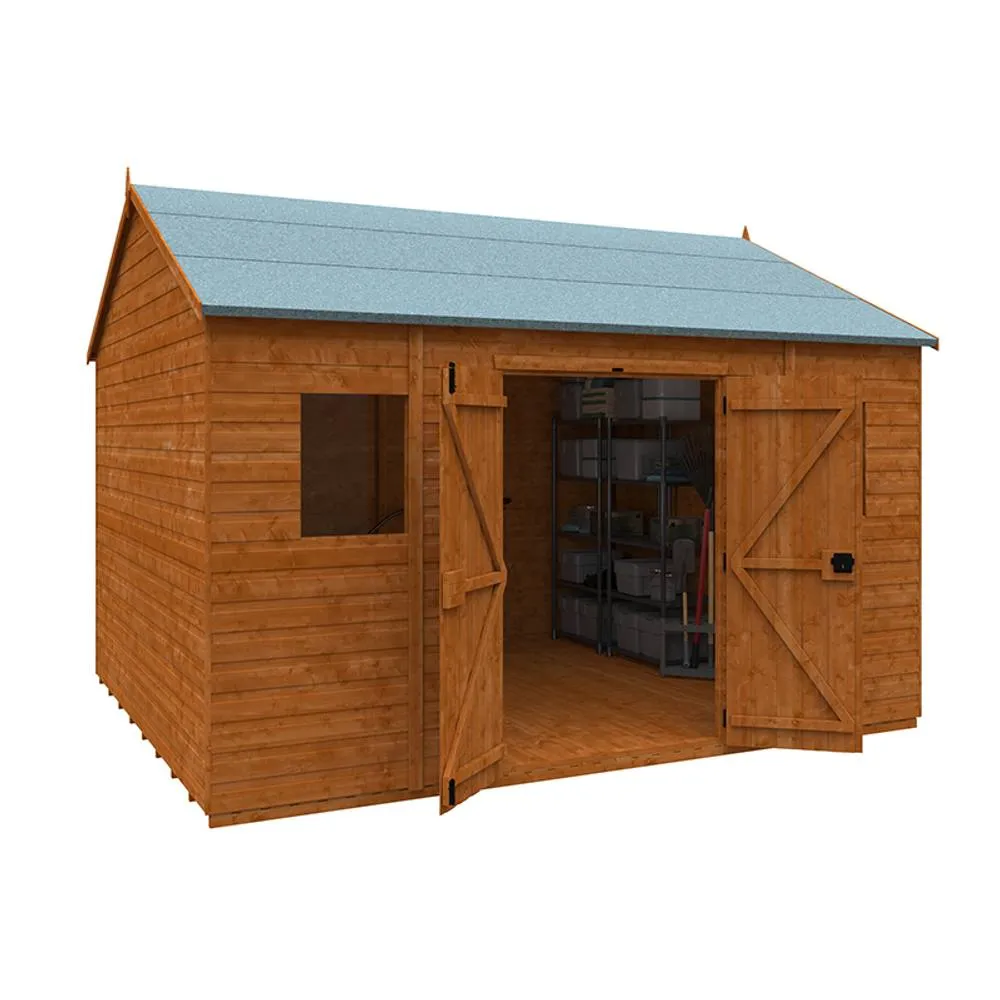 Buttercup Farm 12 x 10 Feet Workman Apex 12mm Shed - Solid Wood/Softwood/Pine in Burnt Orange 2