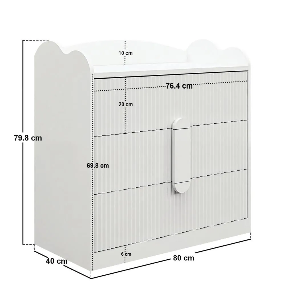Flair Calista Ribbed Chest of 3 Drawers in White 6