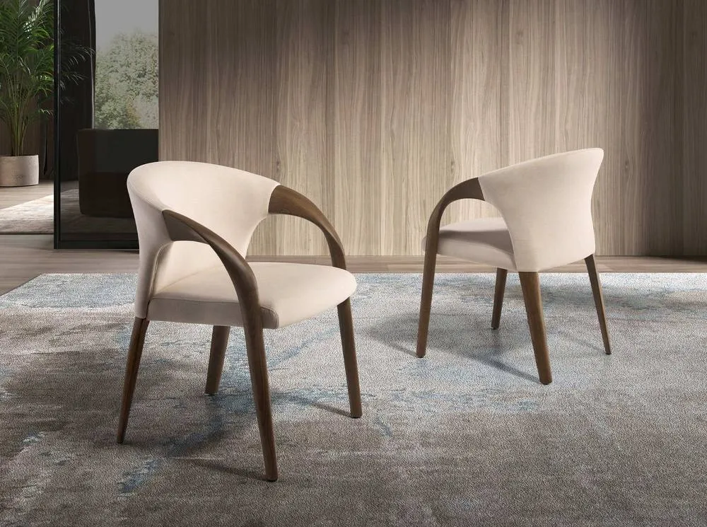 Angel Cerda Cream Velvet Dining Chair with Armrests 3