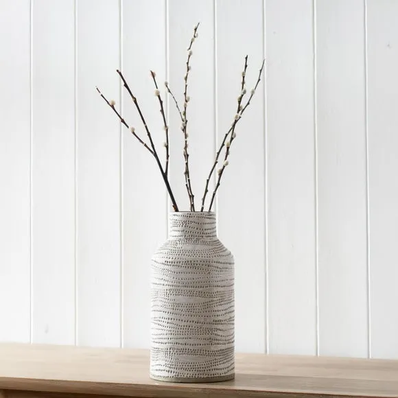 Alina White Stoneware Dot Vase