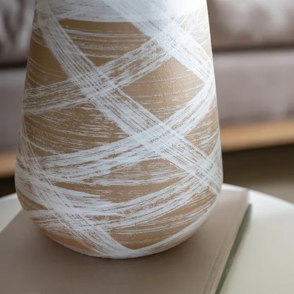 Hurne Reactive Striped Brown Stoneware Vase 4