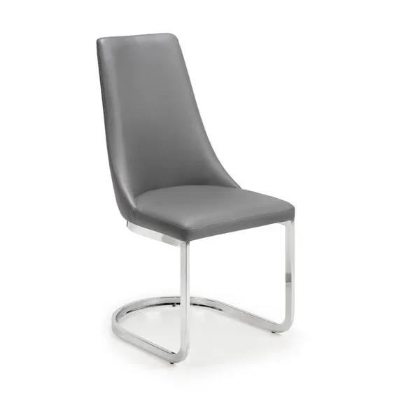 Como Set of 2 Dining Chairs, Grey Faux Leather 3