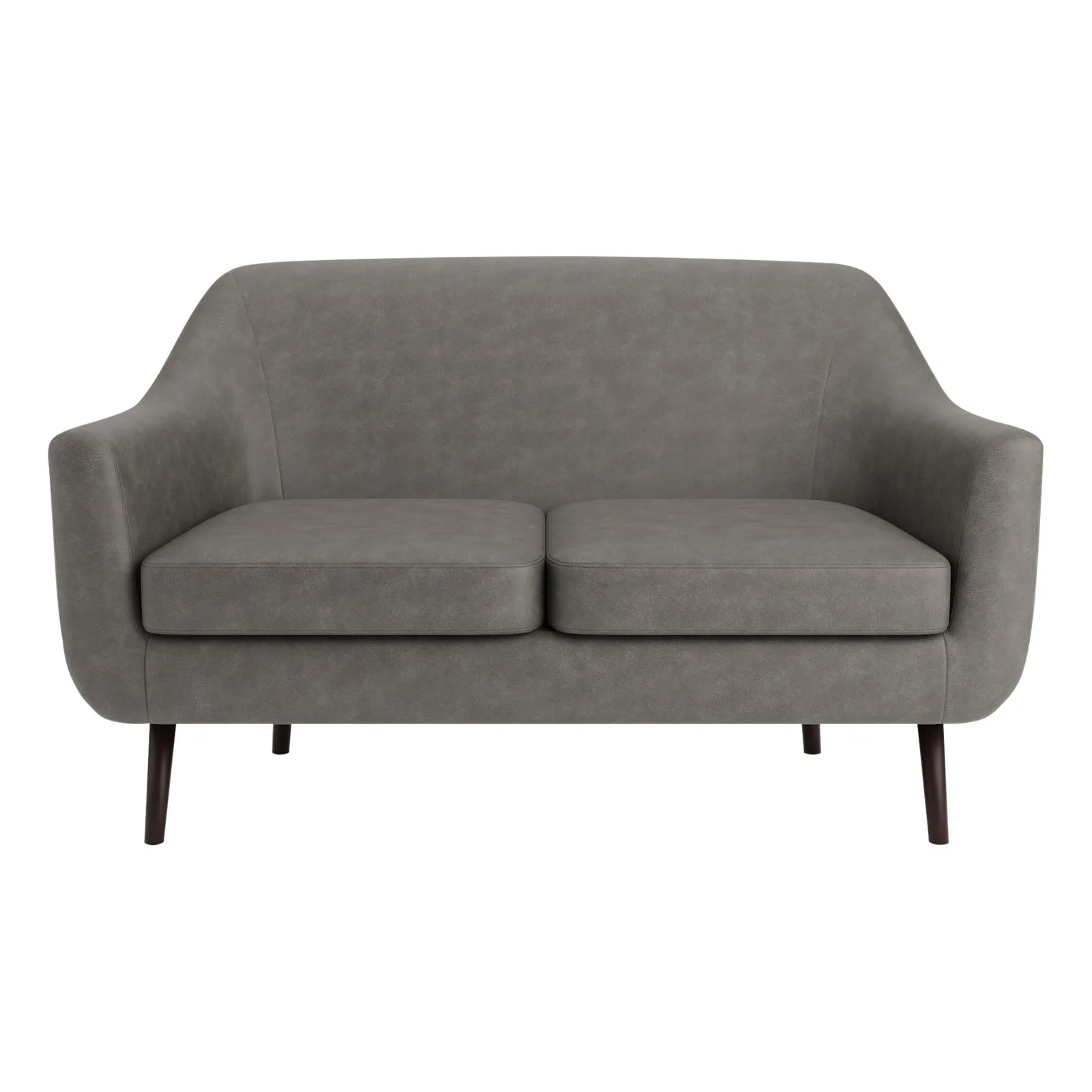 Eddie Distressed Faux Leather 2 Seater Compact Tub Sofa Grey