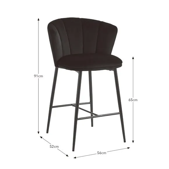 Kiley Bar Stool with Black Legs, Velvet 6