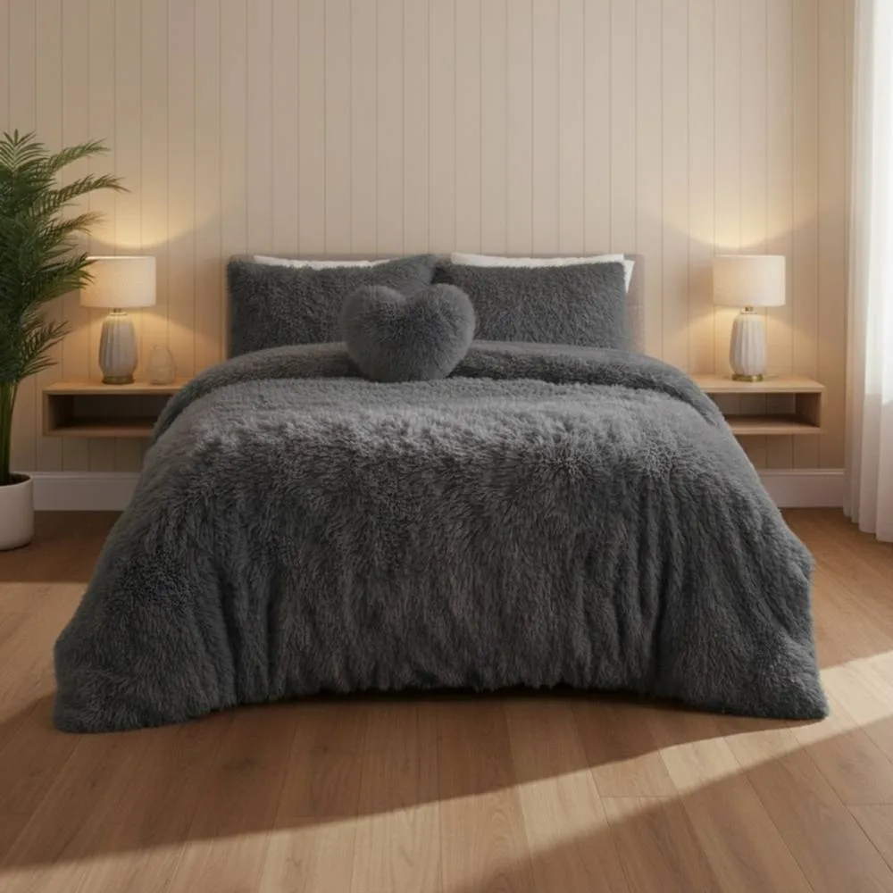Snug City Super Fluffy Duvet Cover Ultra Soft, Cloud-Like Comfort Snug Sleep in Grey