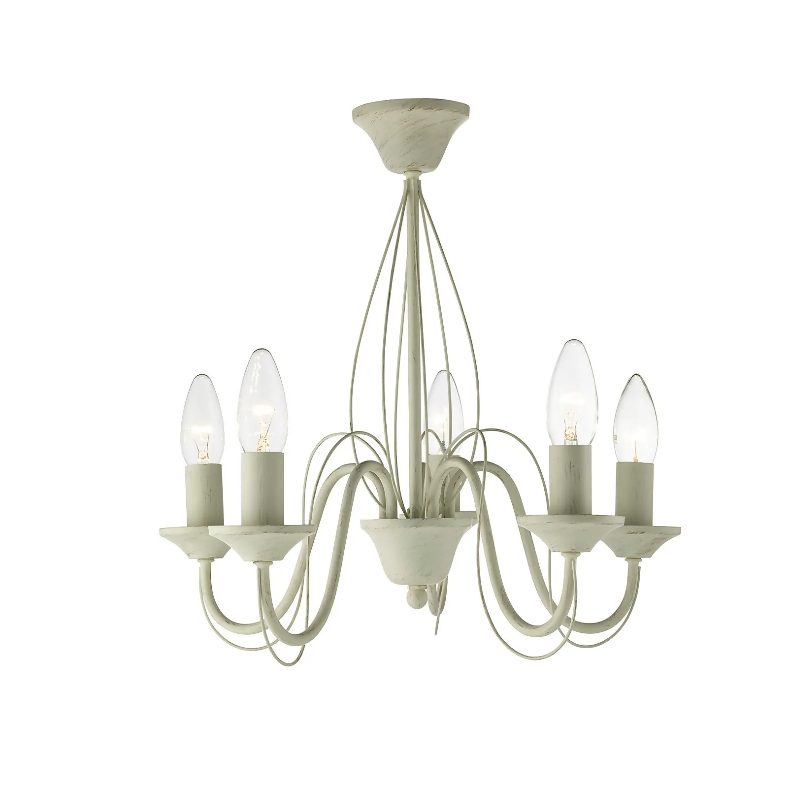 5 Light Semi-flush Ceiling Light - Brushed Cream & Gold