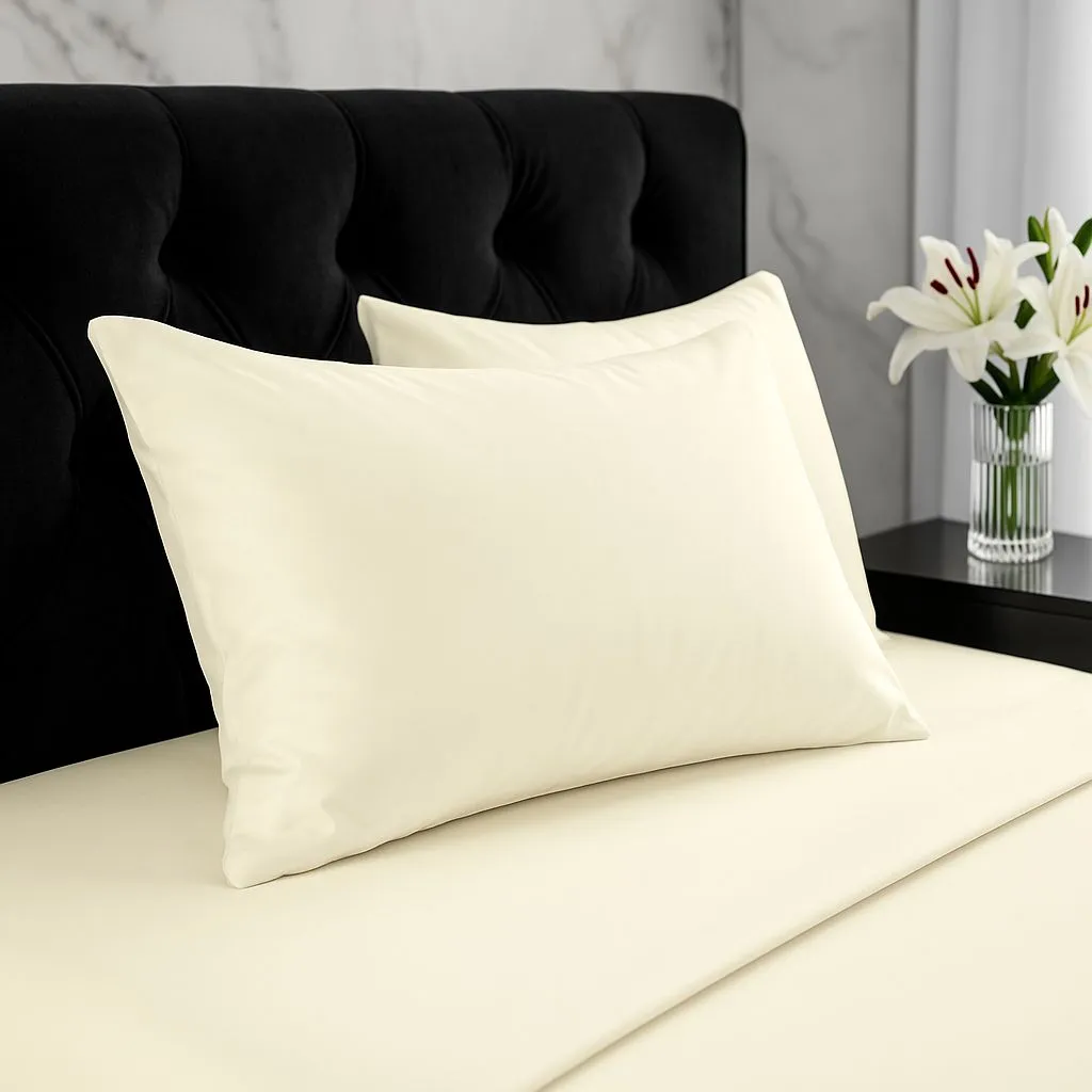 Snug City Microfibre Soft Touch Plain Dyed Housewife Pillowcase Pair in Cream