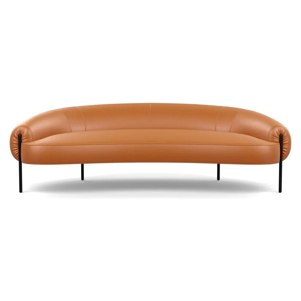 Heal's Isola 3 Seater Sofa Daino leather Treacle Black Feet 1