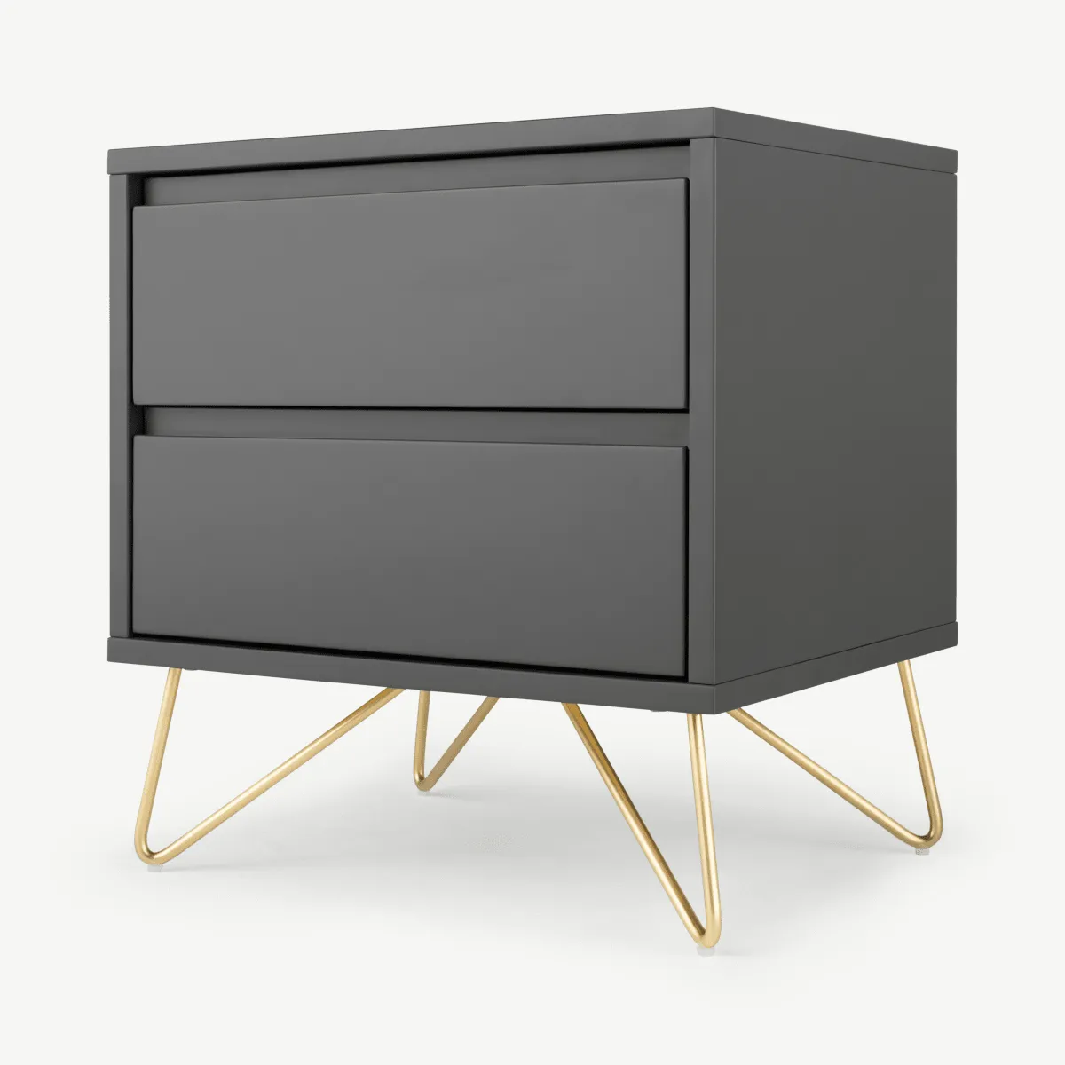 Elona Bedside Table, Charcoal and Brass