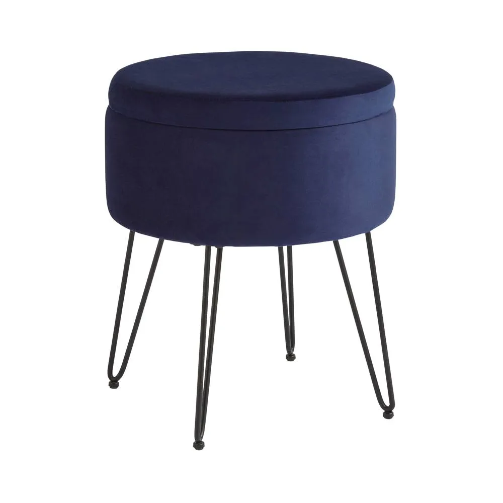 GFW Avery Velvet Storage Stool in Midnight 2