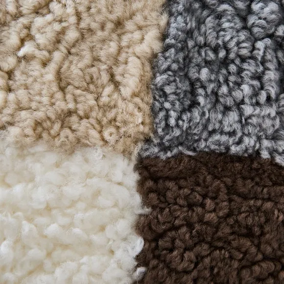 Patchwork Sheepskin Square Cushion 2