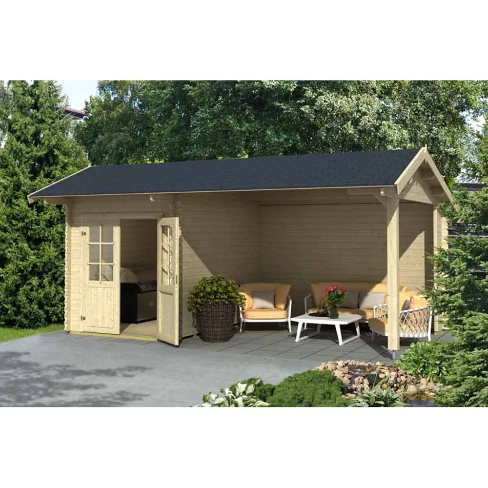 Lasita Maja Ltd Kenzo 300-Log Cabin, Garden Room, Home Office - L580xW389.3xH273.6 cm in Light Brown
