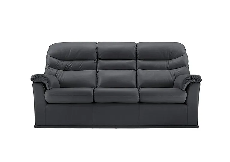 Malvern 3 Cushion 3 Seater Leather Sofa - No Recliner - Cambridge Petrol Blue