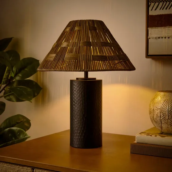 Slim Metal & Rattan Table Lamp 2