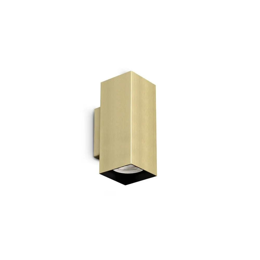 Netlighting Look 15cm Square Up & Down Wall Lamp Brass 2x GU10 in Gold