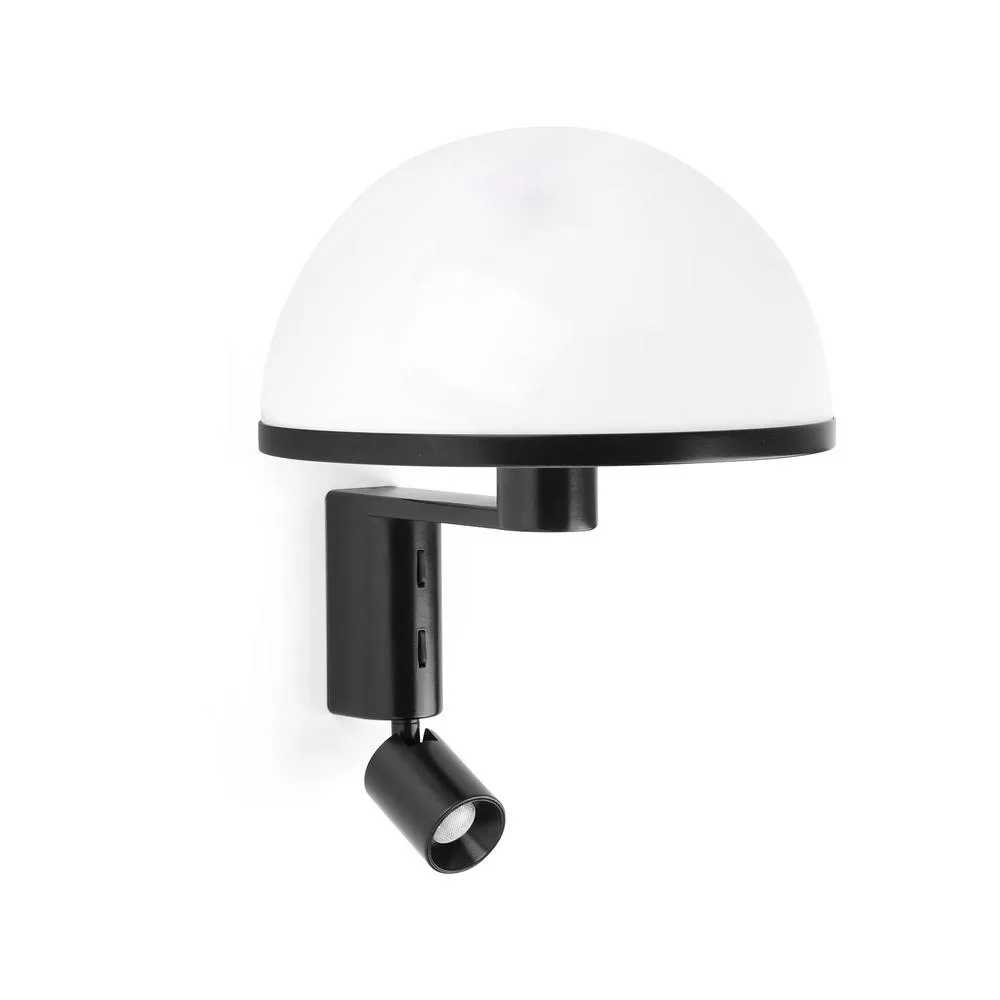 Netlighting Dome Reading Wall Light Satin Black Gloss White Shade E27