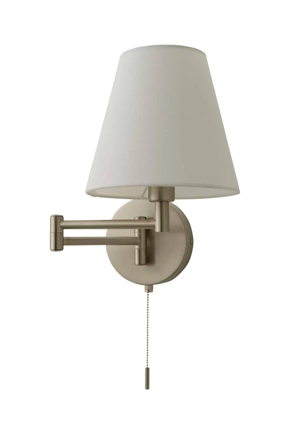 ValueLights Sonia Adjustable Swing Arm Wall Light with Tapered Linen Lamp Shade in Silver 6