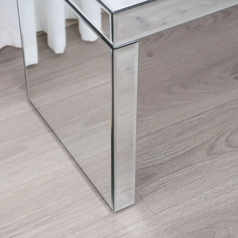 Comfy Living Ltd Mirrored Glass Rectangular Coffee Table in Silver 4