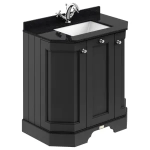 Bayswater Victrion Matt Black Angled Traditional Freestanding Vanity Unit & Black Marble Top Basin - 750mm