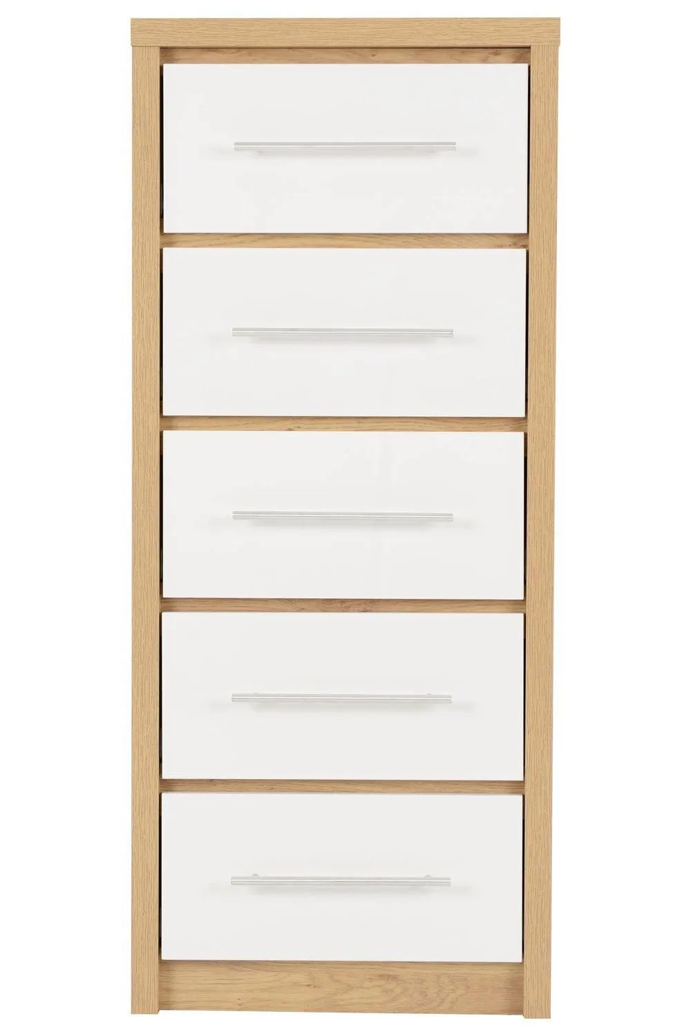 Seconique Seville 5 Drawer Narrow Chest in White 2