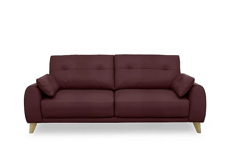 Malmo Leather 3 Seater Sofa - BV Deep Red