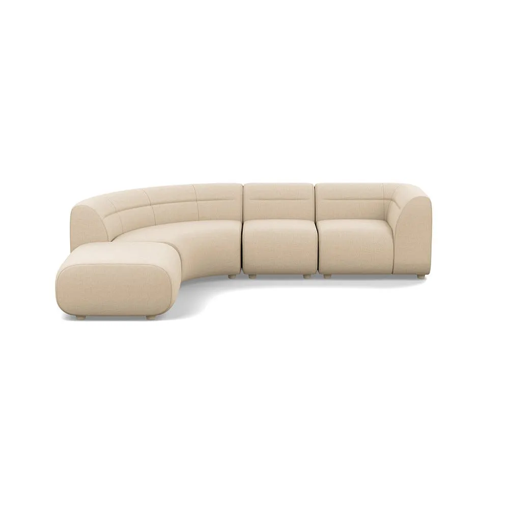 Heal's Lilli Left Hand Facing Curved Corner Sofa Brushed Cotton Oat Natural Beech Feet 1