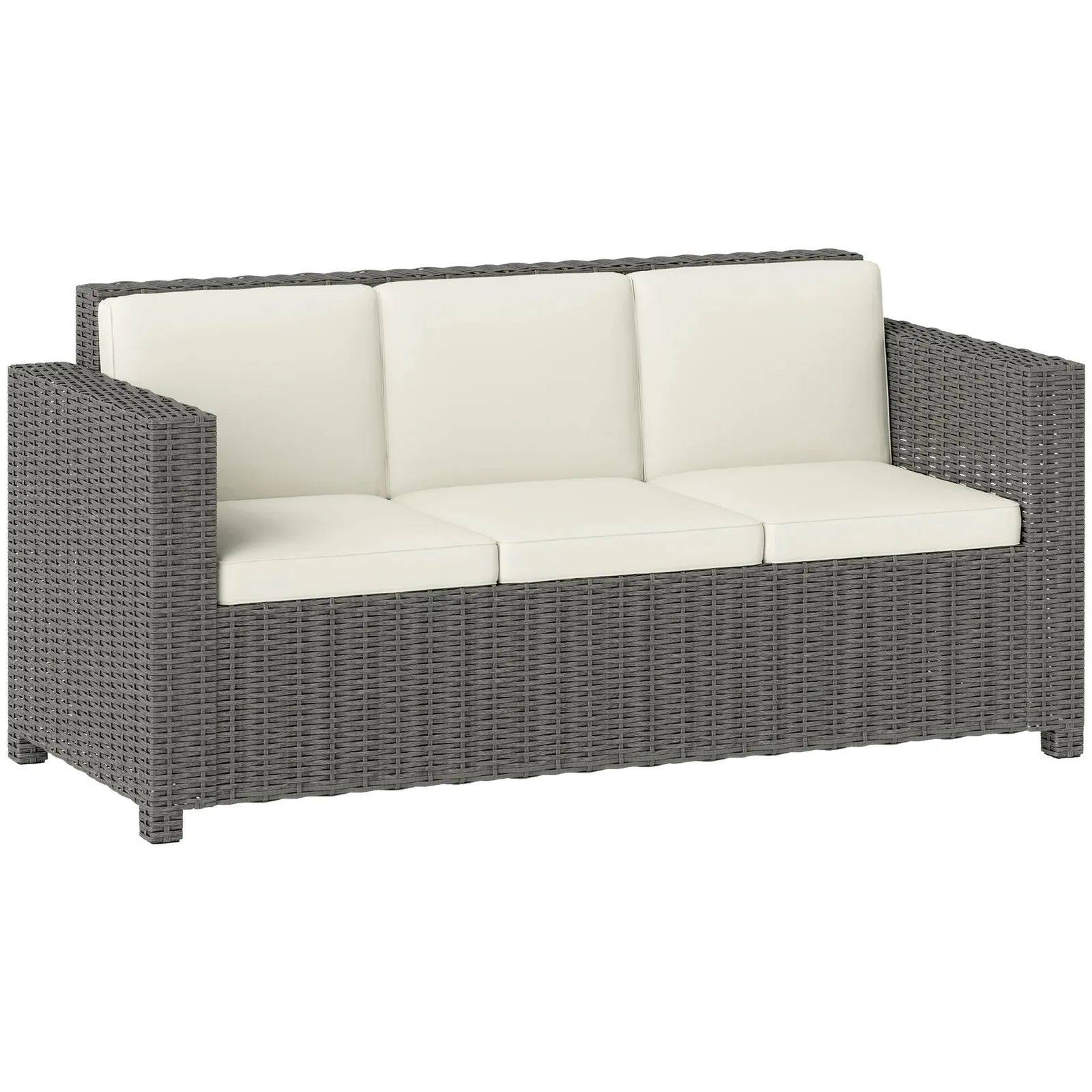 OUTSUNNY Rattan Wicker 3-seater Sofa Chair Patio Furniture w/ Cushion Cream 2