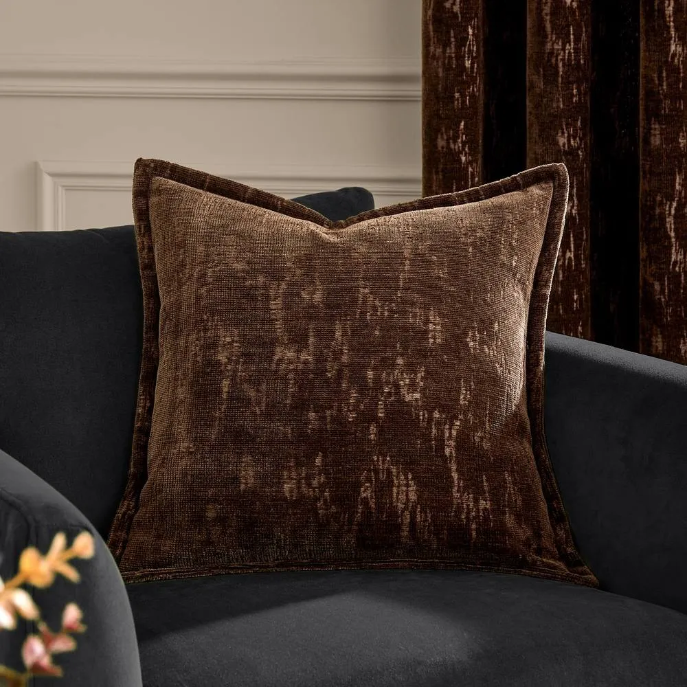 Paoletti Aurelio Chenille Jacquard Cushion in Chocolate