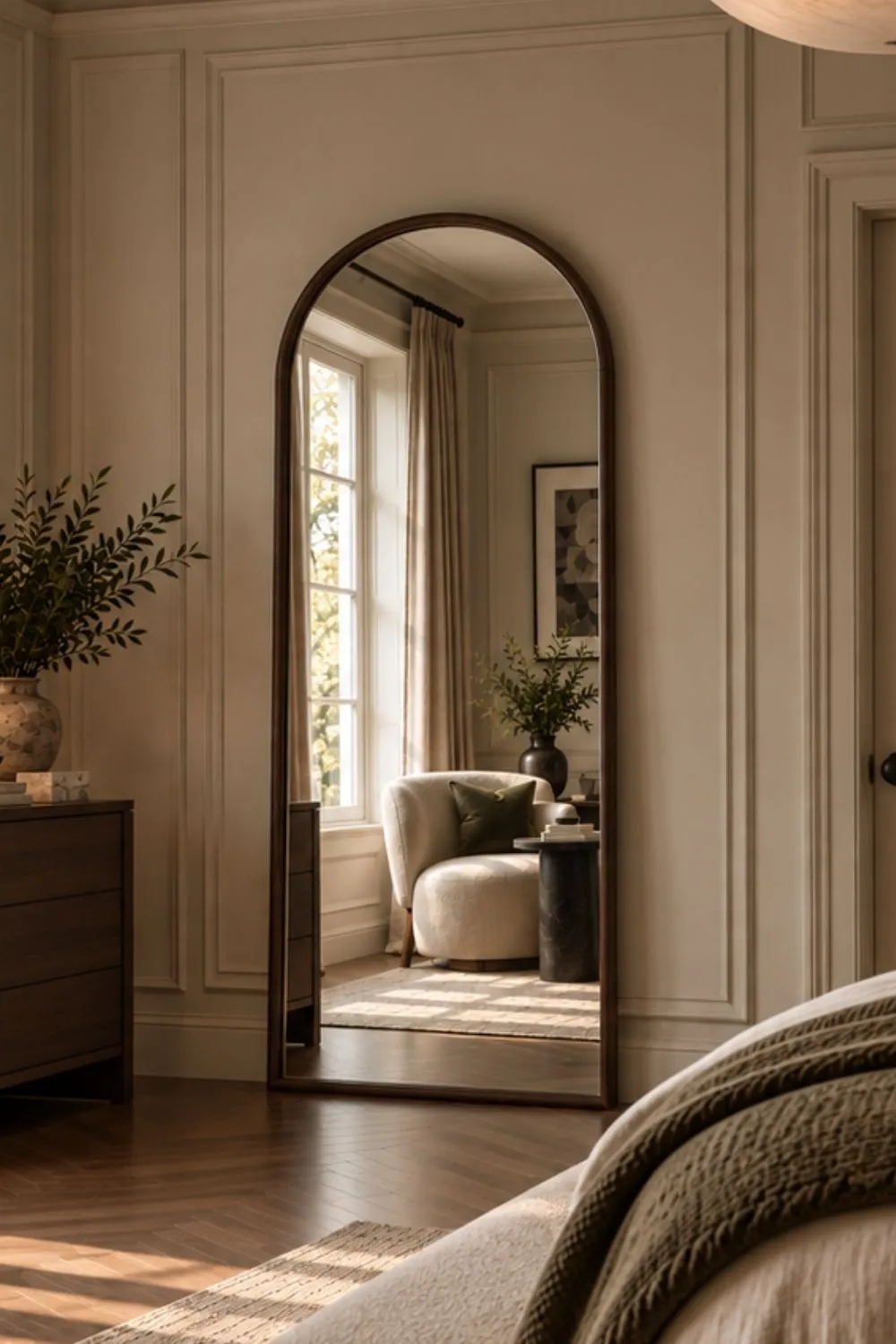 Yearn Mirrors Kimpton Arched Walnut Full Length Mirror