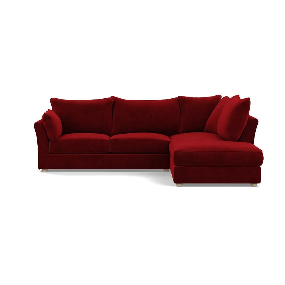 Heal's Tailor Right Hand Facing Corner Sofa Smart Luxe Velvet Mulberry Natural Feet 1