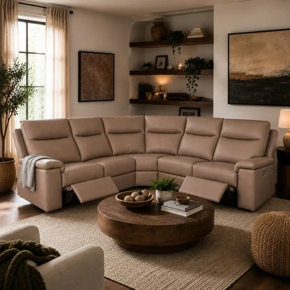 Aspire Toronto Leather Power 5 Seater Recliner Corner Sofa 2