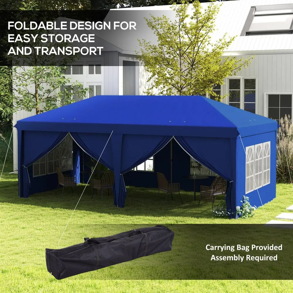 OUTSUNNY 3x6m Pop Up Gazebo Canopy Marquee w/ Carry Bag, Blue 6