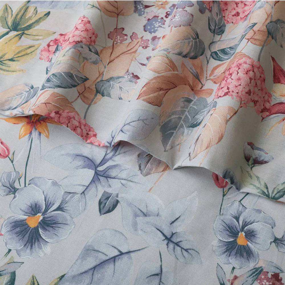 Portfolio Home Grace Floral Duvet Cover Set With Pillow Case Bedding in Duck Egg Blue 3