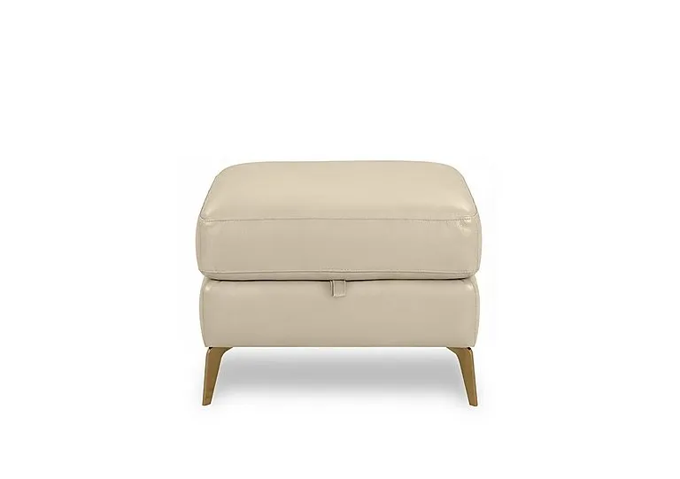 Eclipse Leather Storage Footstool - Bisque