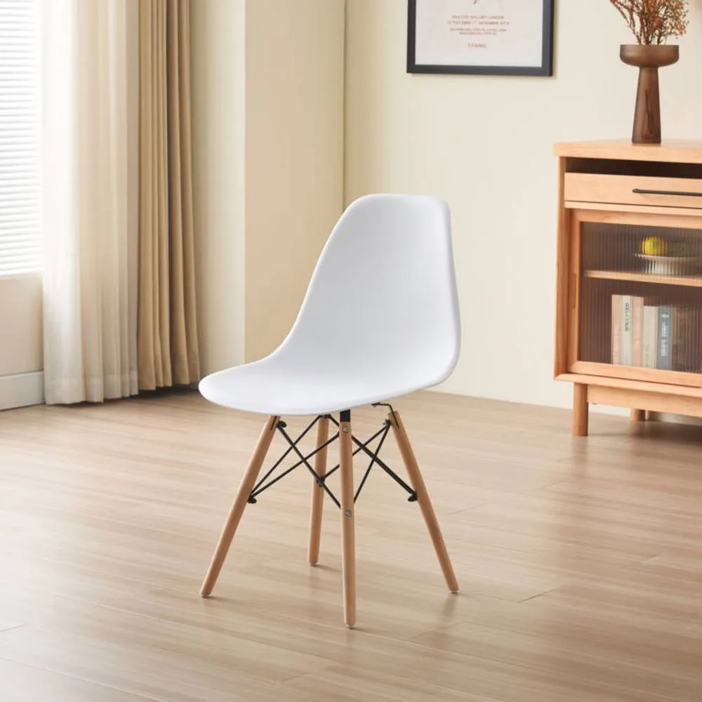 Comfy Living Ltd 5 Piece Dining Set With Round White Wooden Top & 4 White Chairs With Metal Detailing 2