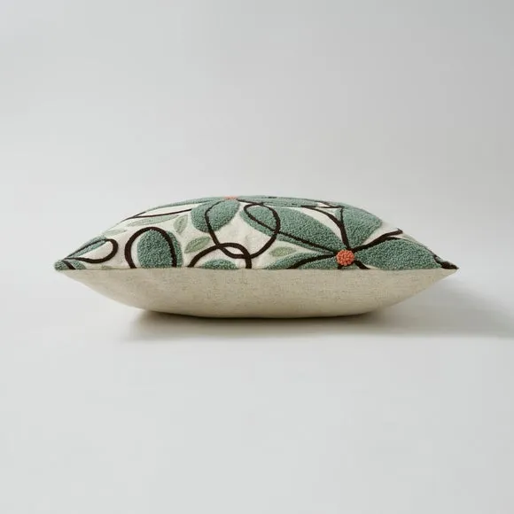Crewel Work Floral Square Cushion 3