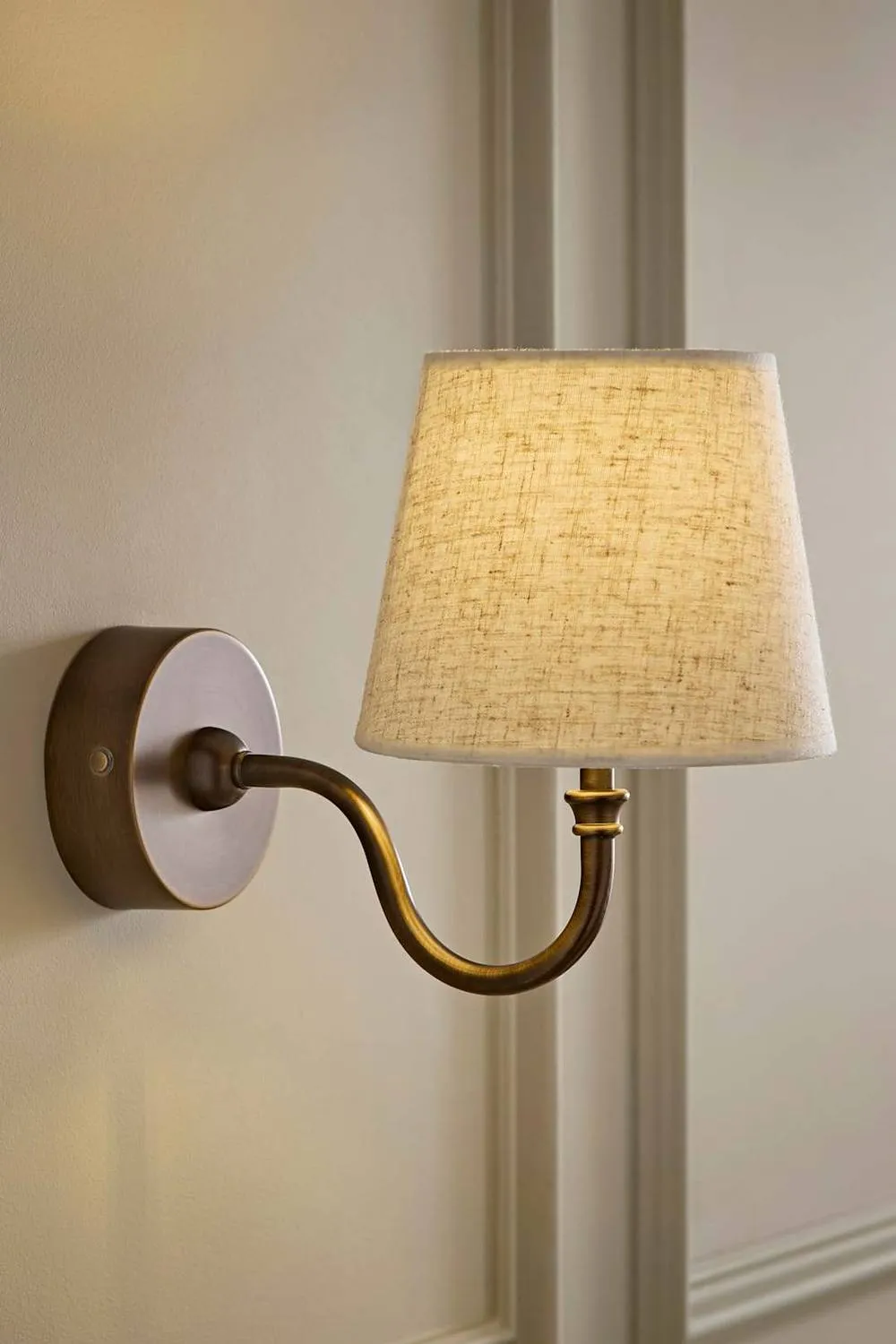 ValueLights Lowe Linen Taper Shade Metal Portable Rechargeable Wall Light in Bronze 1