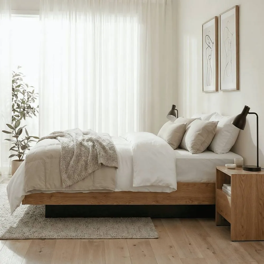 Nöa and Nani Koping Double 4ft6 Gas Lift Ottoman Bed with Storage in Natural Pine in Brown 3
