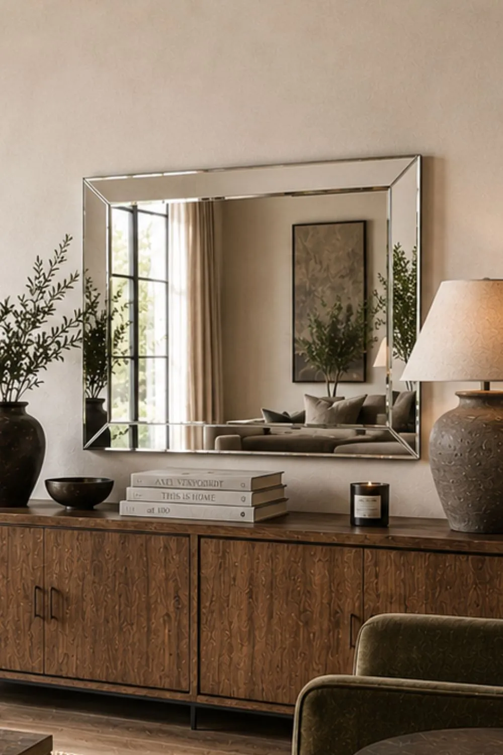 Yearn Mirrors Contemporary Angled Wall Mirror 90x60cm in Clear