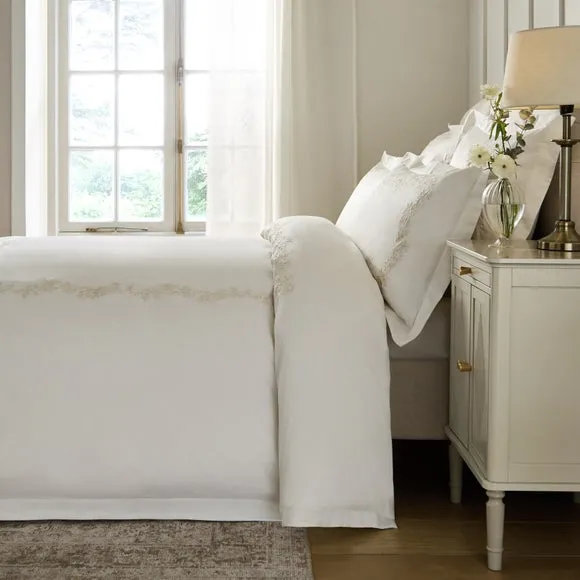 Dorma Camerelle Embroidery 100% Cotton Sateen Duvet Cover & Pillowcase Set 4