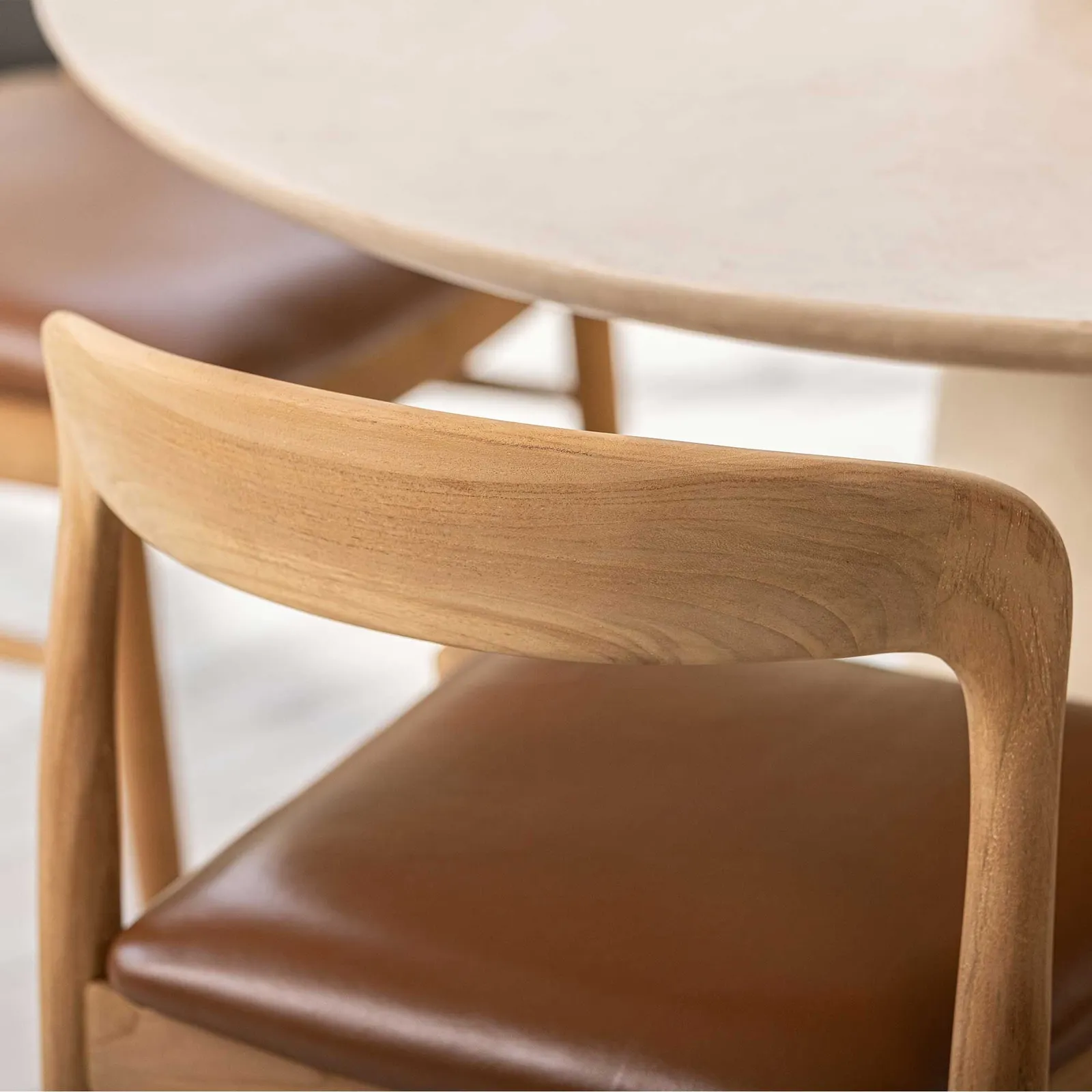 Semeru Dining Chair With Leather Seat, Wood | Barker & Stonehouse 5