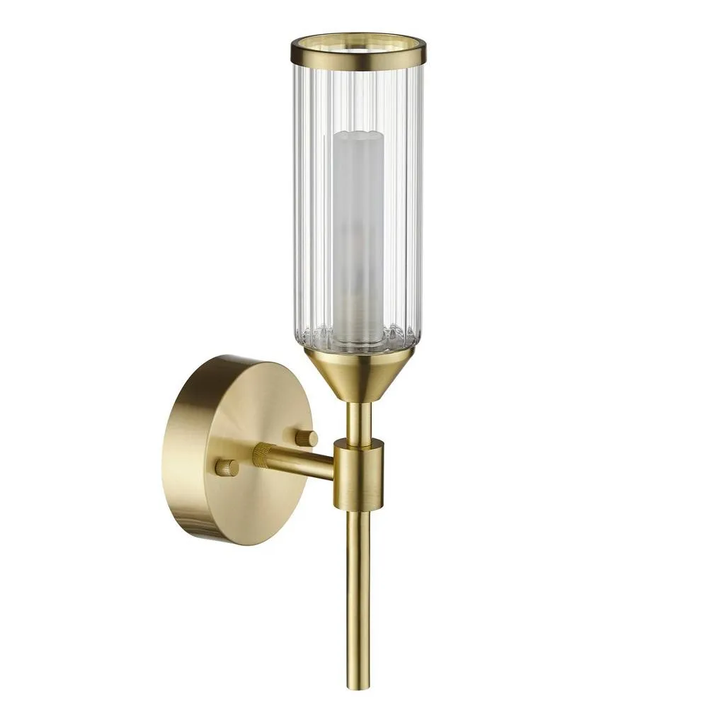 Netlighting Trieste Wall Lamp Satin Brass Plate Clear Frosted Glass in Gold 6