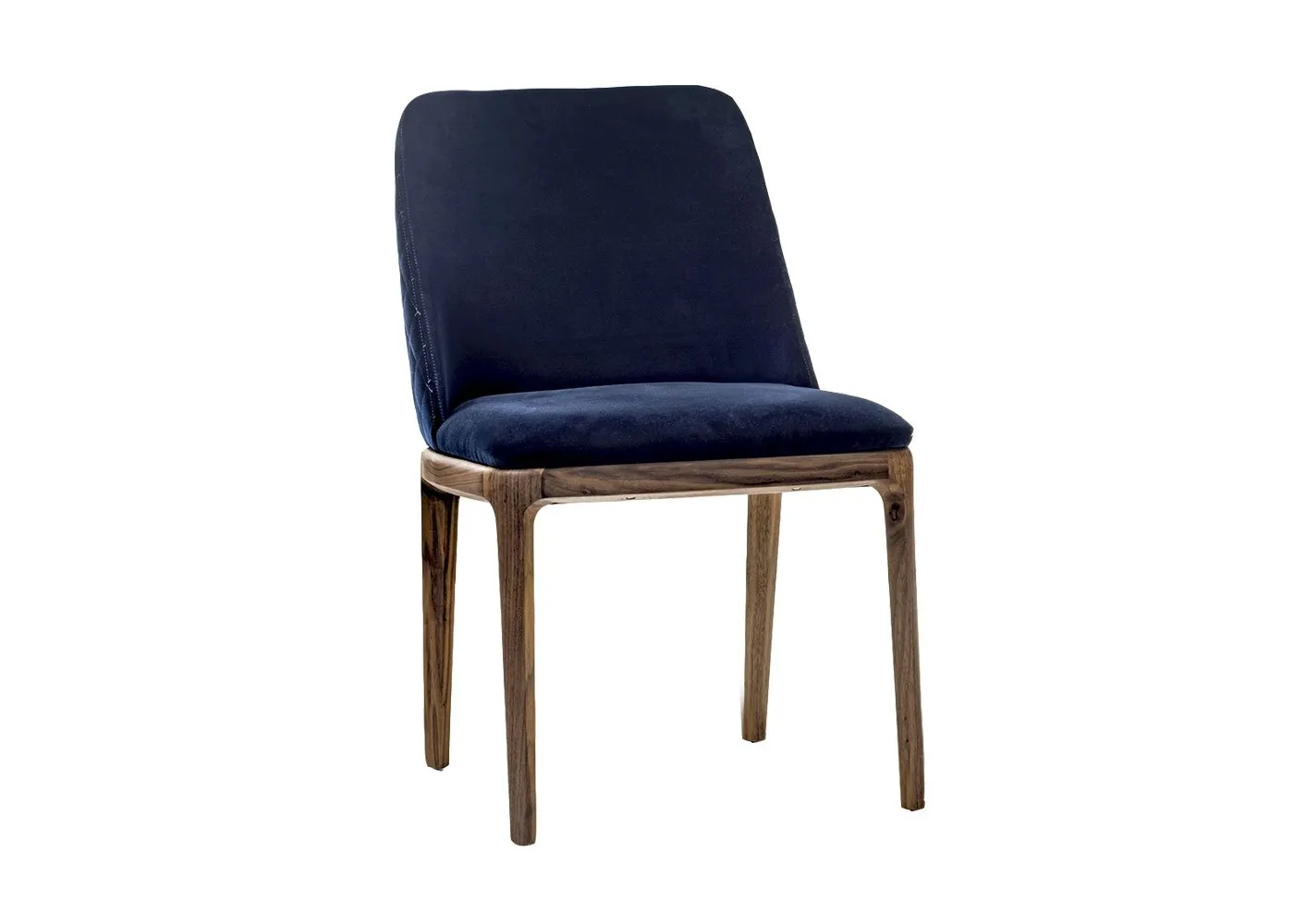 Riva 1920 Cloe 100 Dining Chair Walnut & Blue Velvet