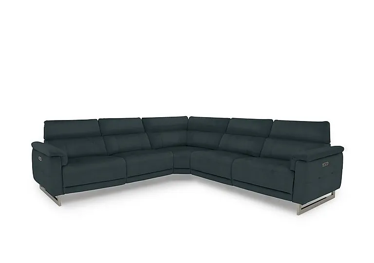 Moet Large Leather Power Recliner Corner Sofa with Telescopic Headrests - Peacock