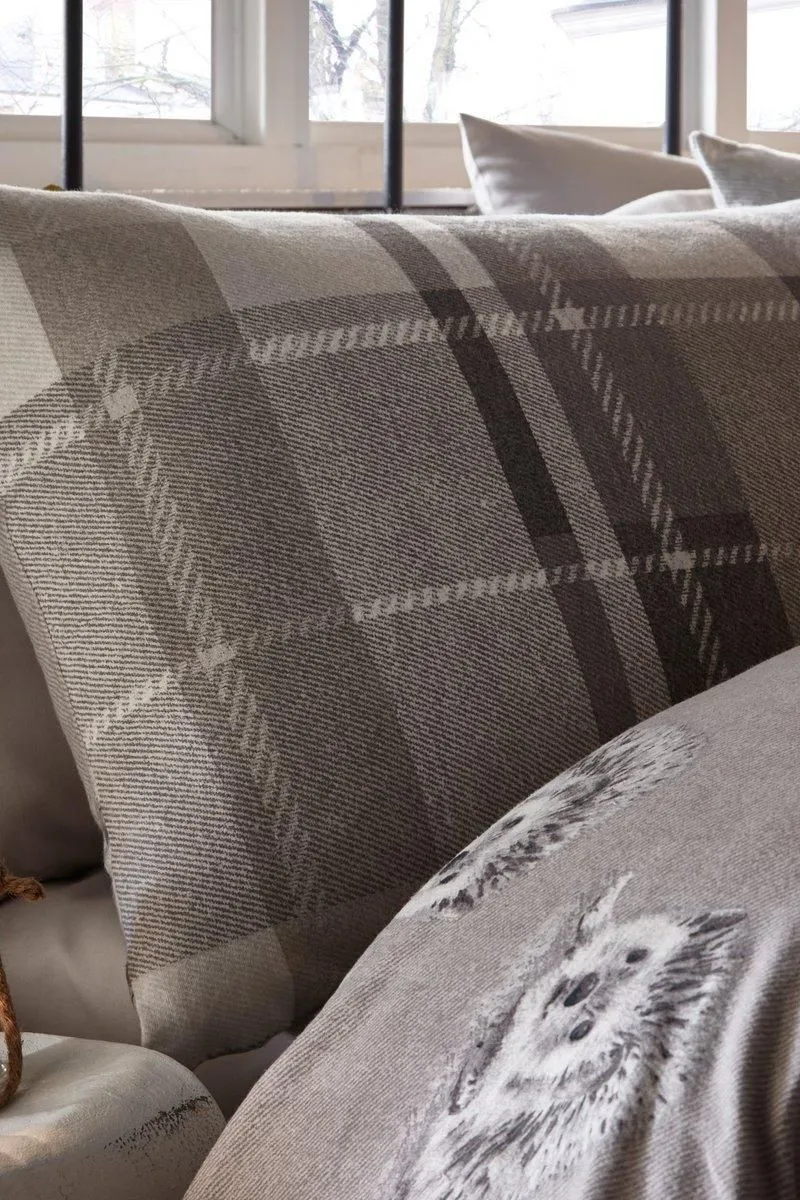 Dreams & Drapes 'Colville Check' 100% Brushed Cotton Duvet Cover Set in Grey 2