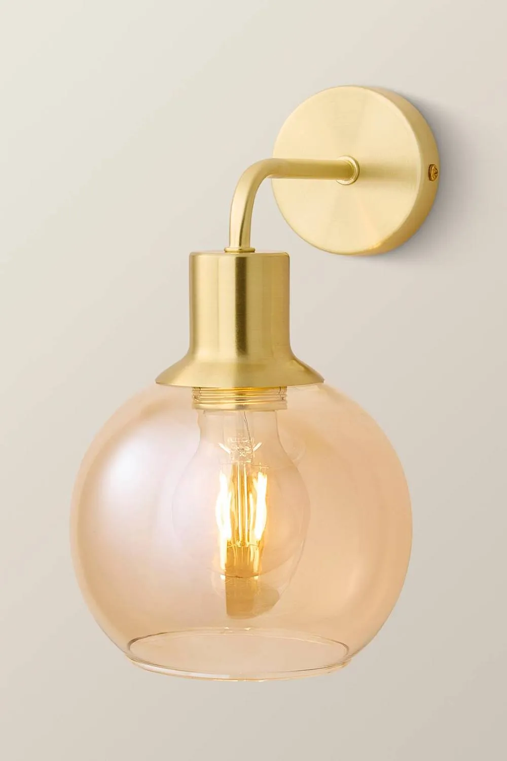 ValueLights Bellamy Wired Glass Globe Wall Light in Gold 3