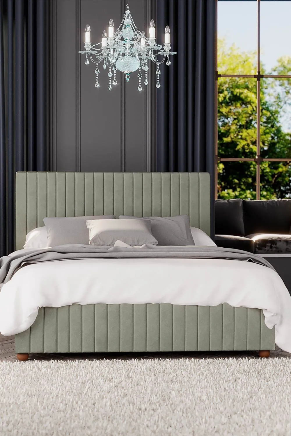 Laurence Llewelyn-Bowen Estella Ottoman Storage Bed in Plush Velvet Fabric, Custom Made in Duck Egg Blue 3